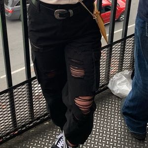 Black cargo joggers